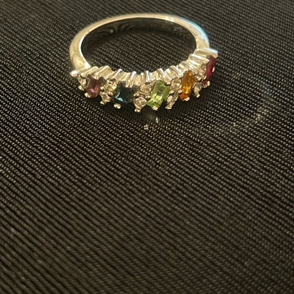 Elegant Multi-Gemstone Silver Ring - image 1